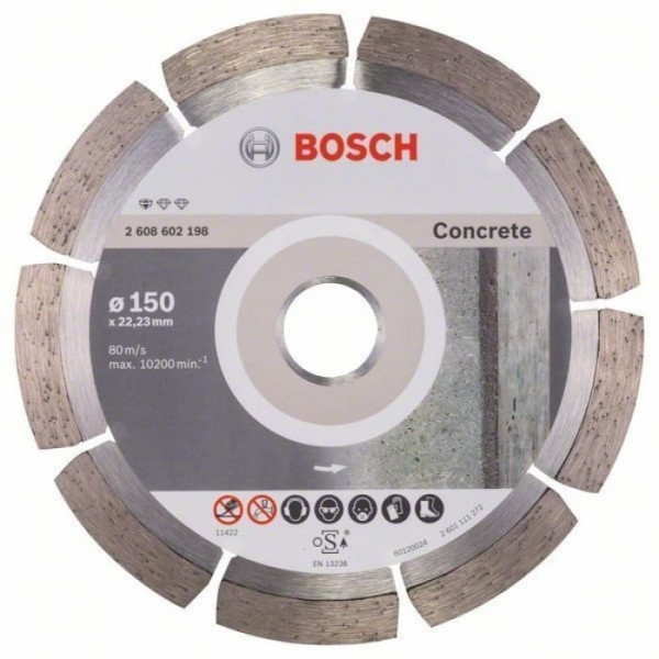 Картинка - Круг алмазный отрезной Bosch PF Concrete 150х22.23 бетон (2608602198)