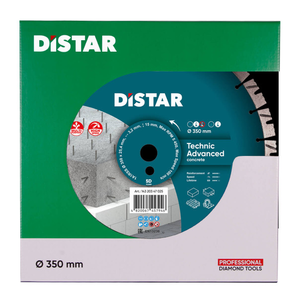 Картинка - Диск алмазный отрезной Distar 1A1RSS/C3 350x3,5/2,5x15x25,4-(11,5)-24-HIT Technic Advanced