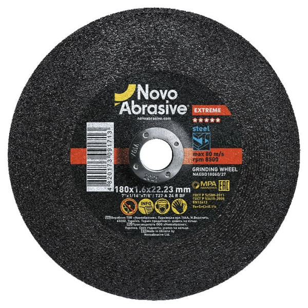 Фото - Круг шліфувальний NovoAbrasive Extreme 27 180 х 6,0 х 22,23 мм, по металу