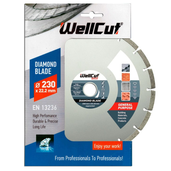 Картинка - Алмазный диск WellCut 230 x 22,23 мм, Сегмент