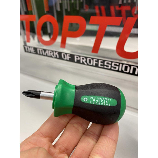 Картинка - Отвертка крестовая TOPTUL короткая PH2x25 FBBB0203