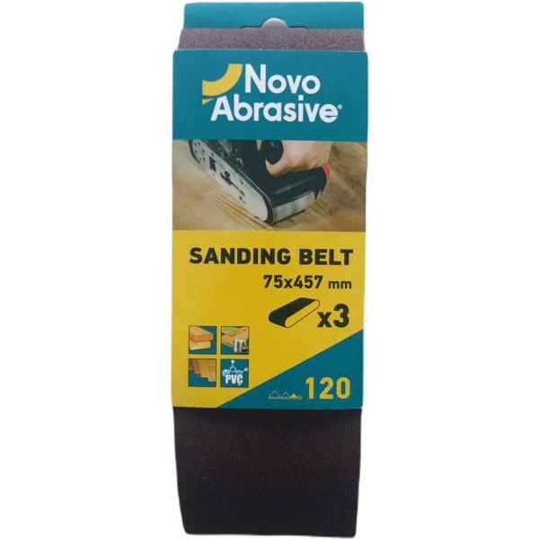 Фото - Стрічка шліфувальна NovoAbrasive 75x457 мм, Р120, 3 шт.