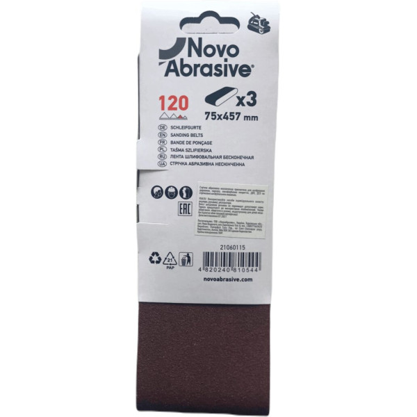 Фото - Стрічка шліфувальна NovoAbrasive 75x457 мм, Р120, 3 шт.