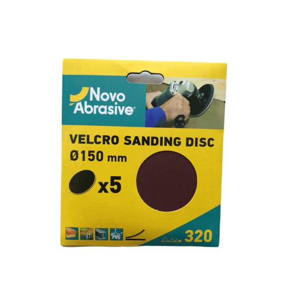 Картинка - Шлифовальный круг на липучке NovoAbrasive 150 мм, P320, набор 5 шт.
