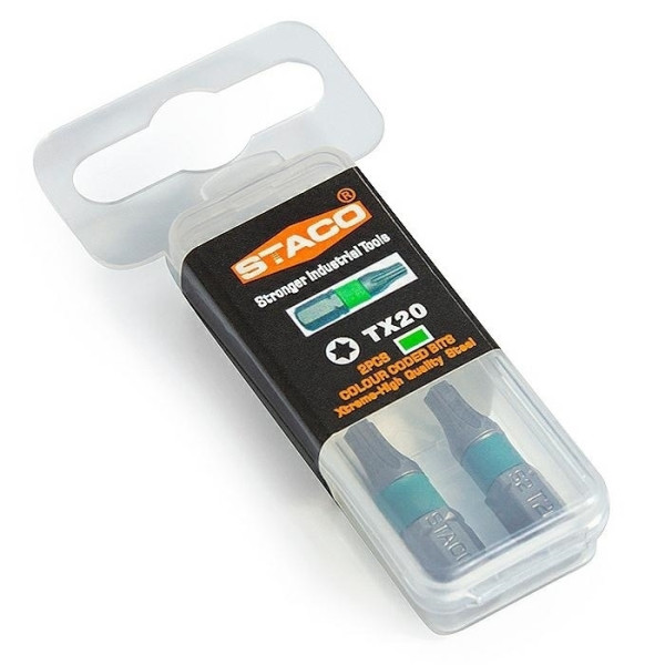 Картинка - Бита 1/4 "дюйма TX20x25мм 2шт. Зелени (20822.STACO)