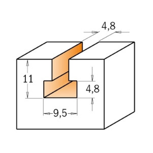 Фреза для отверстий под замки HM D = 9,5 d = 4,8 I = 11 S = 6 (750.001.11)