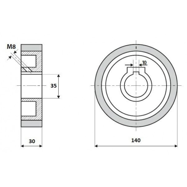 Картинка - Ролик D = 140 F = 35 I = 30 WEINIG WEG