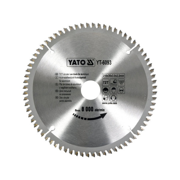 Фото - Диск пильний по алюмінію YATO 210х30х3.0x2.2 мм YT-6093