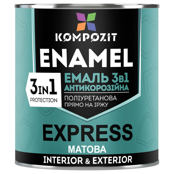 Картинка - Эмаль алкидно-уретановая Kompozit 3в1 EXPRESS матовая защитная 12 кг