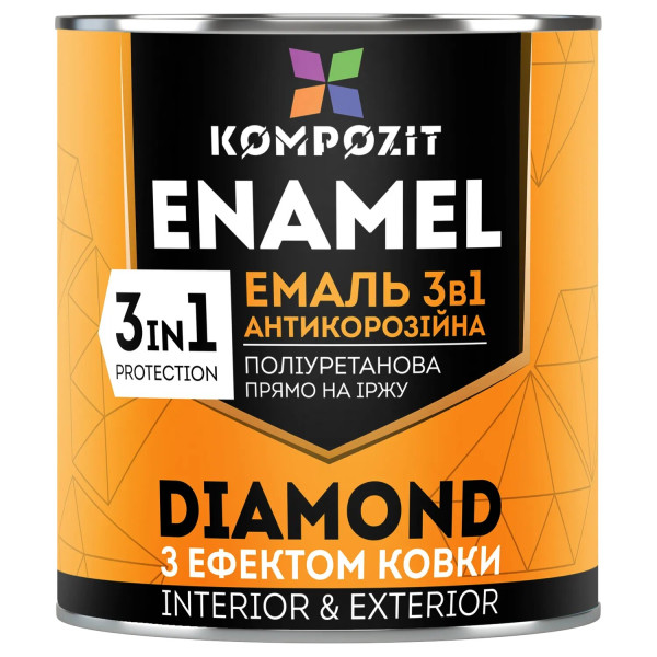 Картинка - Эмаль алкидно-уретановая Kompozit 3в1 DIAMOND черная 2.5 л