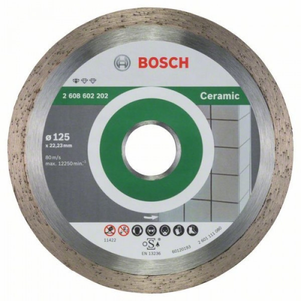 Картинка - Круг алмазный отрезной Bosch PF Ceramic 125х22.23 керамика (2608602202)