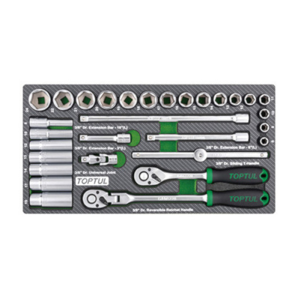 Фото - Тріскачки та головки TOPTUL 3/8" 30 шт GEA3005