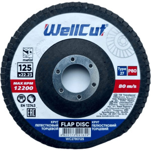 Круг пелюстковий торцевий WellCut 27 125x22,23 мм, P80