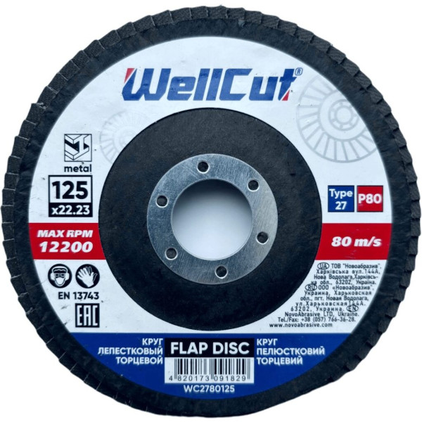 Фото - Круг пелюстковий торцевий WellCut 27 125x22,23 мм, P80