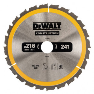 Диск пильный DeWALT, CONSTRUCTION 216х30 мм, 24z (ATB) - 5 град