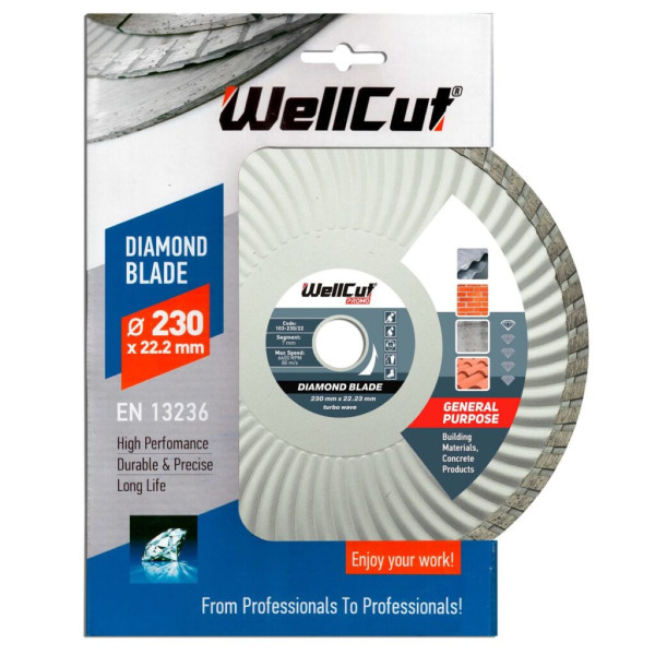 Картинка - Алмазный диск WellCut 230 x 22,23 мм, Турбоволна