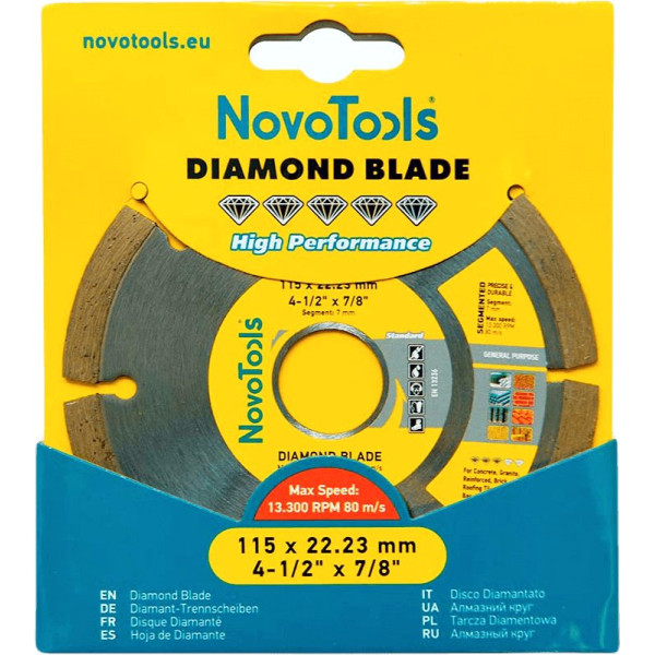 Картинка - Диск алмазный NovoTools Standard 115 x 22,23 мм, Сегмент