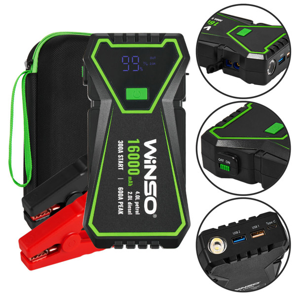 Картинка - Бустер (пусковое устройство) Winso Jump Starter 300A/600A 16000mAh 140300