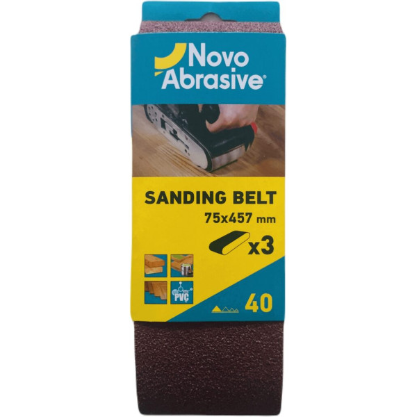 Фото - Стрічка шліфувальна NovoAbrasive 75x457 мм, Р40, 3 шт.