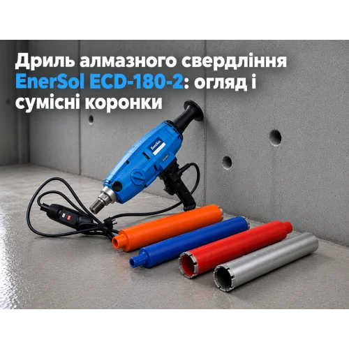 Дриль алмазного свердління EnerSol ECD-180-2: огляд і сумісні коронки